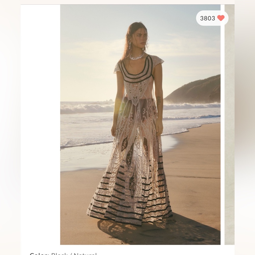 Free People Ethereal Lace Vintage Embroidered Maxi Dress L $500 - Picture 5 of 11